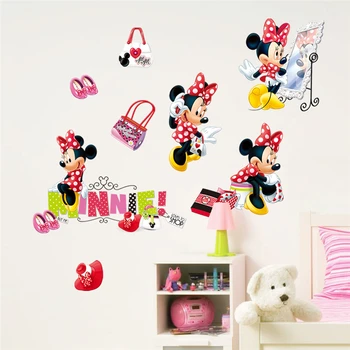 Disney modes minnie sienas uzlīmes bērniem telpām meitenes pusi dāvanas, mājas dekoru karikatūra sienas uzlīmes pvc sienas mākslas diy plakāti