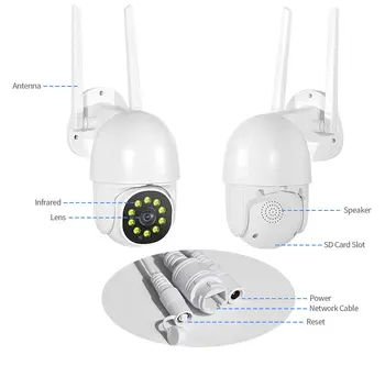 1080P PTZ Wifi IP Kamera Outdoor Atklāt Bezvadu Kamera H. 265 P2P ONVIF Audio 2MP Drošības CCTV Kameras baby monitor