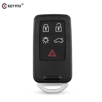 KEYYOU Nomaiņa Smart Remote Auto Atslēgu Apvalks Gadījumā Fob 5 Pogām Volvo V60 S60 S70 V70 XC60 XC70 2007-2017 Atslēga Vāciņu