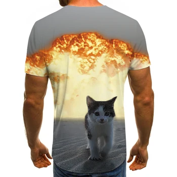 Ir 2021. jaunu vīriešu un sieviešu modes cool T-krekls pica kaķis drukāt 3D T-krekls vasaras īsām piedurknēm T-krekls vīriešu T-krekls 110-6XL