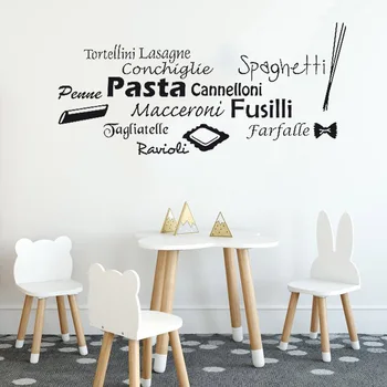 Makaronu izstrādājumi, sienas Decal itāļu Virtuves Uzlīme Rotājumi, Itālija Grafikas Dekoru, sienas Art Dizains Maccaroni Penne Fusilli Murals C173