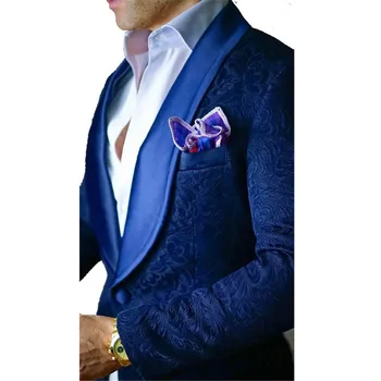 Pasūtījuma Vīriešu Uzvalks zils Karstā Pārdošanas Vīriešiem, Kāzu Uzvalki Slim Fit Līgavainis Tuxedos Groomsman Žakete uzvalki vīriešiem 2 gabals (Jaka+Bikses)