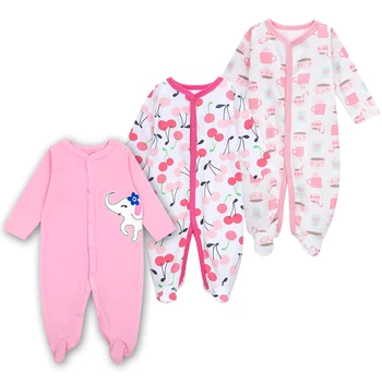 Jaundzimušā apģērbu zīdaiņiem kukaiņu jumpsuit zēni 3 6 9 12 mēnešiem guļamvieta pidžamas, kokvilnas zīdaiņu meiteņu drēbes 3 gabali