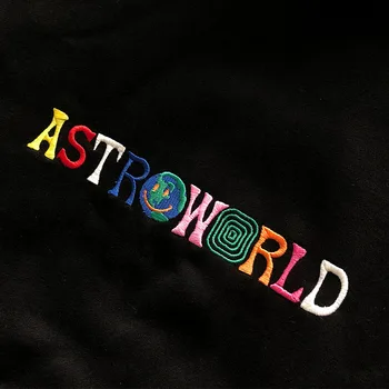 Jaunā Logo Izšūšana Scott Travis ASTROWORLD Hoodies Vīriešiem, Sievietēm Labākās Kvalitātes Streetwear Scott Travis Astroworld Kapuci pelēkā vārna