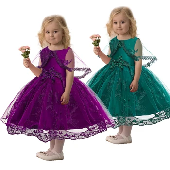 Karstā Pārdošanas 3-10 Gadiem puķu meitene kleitas 2019 Jaunas Ielidošanas Tumši Violeta Bērniem, Vakara Tērpi Ar ietīšanu gājienā kleitas meitenēm
