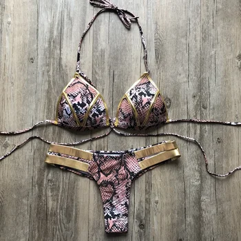 2019 Zelta Spieduma Sievietes Bikini Komplekts Sexy Polsterēta Sieviešu Push Up Peldkostīms Bikini Peldkostīmi Vasaras Beachwear Brazīlija Peldkostīms