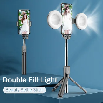 4 In1 Kameras Led Ring Light Bezvadu Bluetooth Selfie Stick Ringlight Pagarināt Rokas Statīvs Monopod Youtube Tiktok