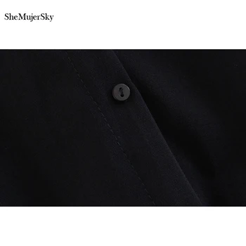 SheMujerSky Balts Savienoti Melns Krekls Kleita Sieviešu Apģērbu 2018. Gada Rudenī ar garām Piedurknēm Kleitas jurken