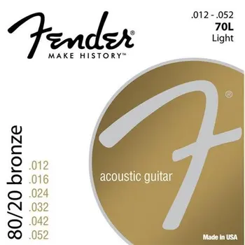 Fender 70L 80/20 Bronze Akustiskās Ģitāras Stīgām, Gaismas, 12-52