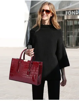 Sieviešu soma luksusa augstas kvalitātes klasiskās krokodils modelis somā zīmola dizainere liela jauda, OLA plecu Messenger bag C824
