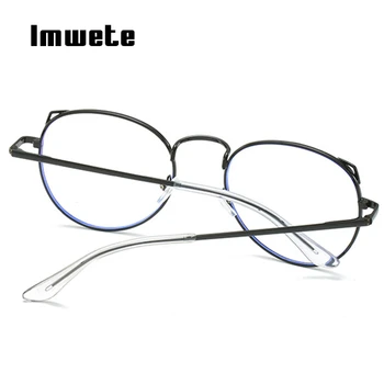 Imwete Anti Zilā Gatavo Tuvredzība Brilles Sievietēm, Kaķu Acu Metāla Brilles Vīriešiem Tuvredzīgs Tuvredzīgi Dioptriju -0.5 1.0 4.0