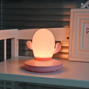 USB LED Touch Dimming Kaktuss Silikona Nakts Gaisma Bērniem Guļamistabu Mājas Modernu Iekštelpu Studiju Gultas Apdares Radošo Dāvanu Lampas