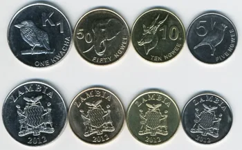 Zambija 4 Monētu Kopums 2012 Brand New Autentisks Oriģinālu Monētu Kolekciju UNC