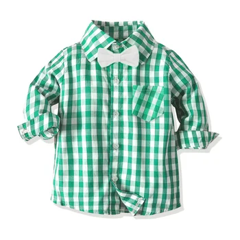 Top un Top Jaunas Modes Bērni Zēniem Ikdienas Drēbes Kokvilnas Bowtie Pleds Krekls ar garām Piedurknēm Topi+Zeķu Bikses Džentlmenis Tērpiem