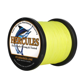 Hercules Zvejas Līniju 12 Daļām Fluorescējoši Dzeltena 300M 500M, 1000M 10-420LB Līmenī Pītā Līnijas nodilumizturīga Nulles Stiept