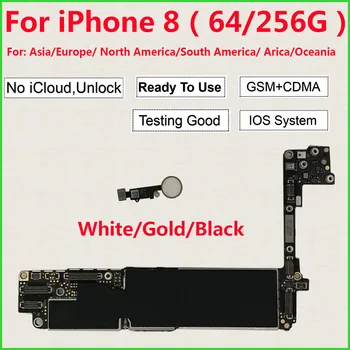 IPhone 8 Mātesplati 64 GB un 256 gb Ar/Bez Touch Id, Oriģināls iCloud Atbloķēt iPhone 8 Loģikas plates