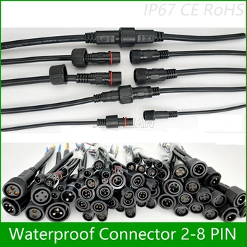 5 pāriem Ūdensizturīgs Strāvas savienotājs 8A/12A/20A 2 pin / 3 pin / 4 pin ar vadu kabelis IP67 sieviešu, vīriešu spraudni 1.0/1.5/2.5 (mm2)