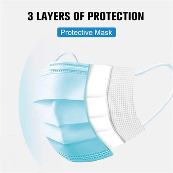 Ātra piegāde Karstā Pārdošanas 3-layer mask 50gab Mutes, Sejas Maskas, kas Nav Austi Vienreizējās lietošanas Anti-Putekļu Maskas, Maskas Earloops