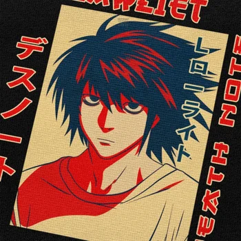 Klasiskās Anime Death Note T Vīriešiem Īsām Piedurknēm Drukāt L Lawliet Tee Kreklu Tīras Kokvilnas Noslēpums Manga T-kreklu apdruka, Drēbes, Dāvanu