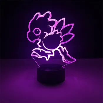 Bērnu Lampas Final Fantasy Chocobo Led Nakts Gaisma 7/16 Krāsas Izmaiņas LED Guļamistabā Dekoratīvā Galda Lampa 3D Gaismas Spēli Dāvanas