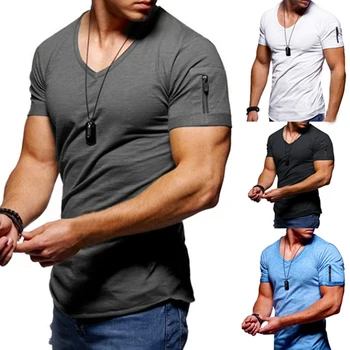 Vīriešu Fitnesa Gadījuma Vīrieši, Vīriešu Soft vienkrāsainu t-veida Krekls ar Īsām Piedurknēm T-krekls Vasaras V Kakla Fitnesa, Slim Vīriešu Apģērbs