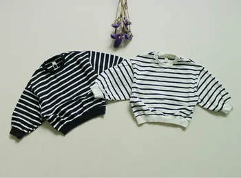 Jauno Modes Baby Girl Pavasara Apģērbu ar garām Piedurknēm T-krekls, Svītraina Sweashirt Zēns, T Krekls, t-veida Topi Ērti Hoodies Bērniem Drēbes