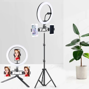 10/13 collu LED Selfie Gredzenu Gaismas Fotogrāfija Apgaismojums Ar 20cm 1.6 m Statīvu, Statīvs Foto Studija Ringlight Aizpildīt Lampas Youtube