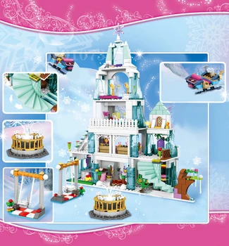 Disney Draugiem Ledus Princese Pils Celtniecības Bloku Ziemassvētku Ziemā Sniega Karikatūra Māja, Ķieģeļu Rotaļlietas Meitenēm Rotaļlietas Bērniem