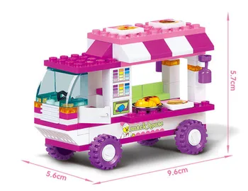 102Pcs Pilsētas Meitene Veco Mikroautobusiem Uzkodu Māja Uzkodu Auto Celtniecības Bloki, Draugiem Playmobil Brinquedos Ķieģeļi Izglītības Rotaļlietas Meitenēm