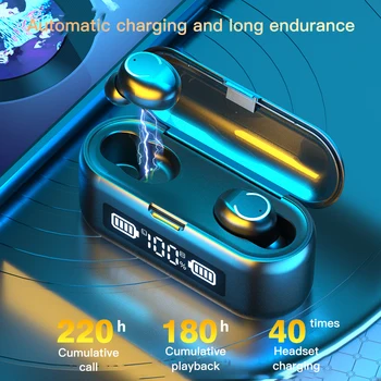 F9-43 TWS Touch Bezvadu Austiņas Bluetooth Austiņas 2000mAh LED Uzlādes Gadījumā 9D Stereo Sporta Ūdensizturīgs Earbuds Ar Mic