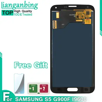 Super AMOLED SAMSUNG Galaxy S5 LCD Displejs i9600 G900 G900M SM-G900F Touch Screen Digitizer G900F Reklāmas Montāža Oriģinālais