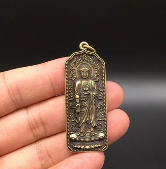 Ķīnas tīra misiņa Sakyamuni Budas kulons maza statuja
