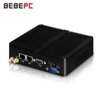 BEBEPC Mini Fanless PC Intel Celeron J1900 N2830 Dual LAN Windows 10 N2930 4 Core Rūpniecības Mini Datoru 2*COM WiFi, VGA HTPC