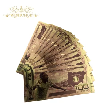10pcs/daudz Krieviju Pasaules kausa Zelta Banknošu Futbola Komanda Banknotes 100 Rubļu Viltotu Naudu, Zelta Pārklājumu Biznesa Dāvanu