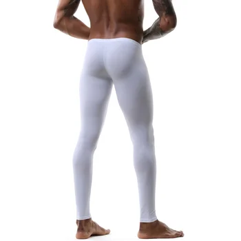 Vīrieši Sexy Miega Gruntis Ledus Zīda Ultra-plāns Caurspīdīgs Dzimumlocekļa Maisiņš Tēlniecības Bikses Vīriešu Mājas Milzīgais Atpūtas Bikses Geju Sleepwear