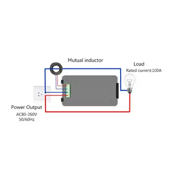 AC 100.A 6in1 Digital Power Energy Monitor Spriegums Strāvas KWh Watt Metru AC 80~260V 110V, 220V ar Split CT