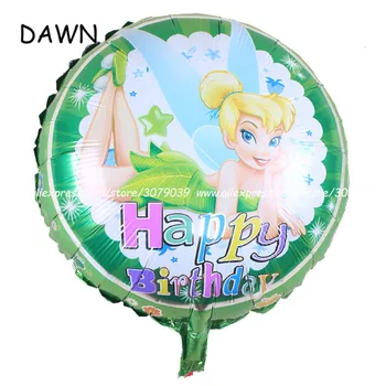 25pcs/daudz 8inch kārta tinkerbell elfin hēlija baloni folija baloni daudz laimes dzimšanas dienā pasaku, bērnu rotaļlietas Piepūšamās Gaisa Bumbu