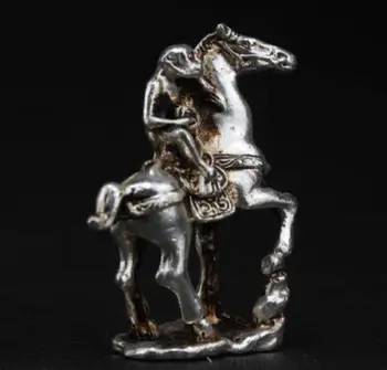 Izsmalcinātu Interesanti Ķīniešu Veco Handwork Miao Sudraba Mērkaķis par Zirgu Auspicious Statuja.