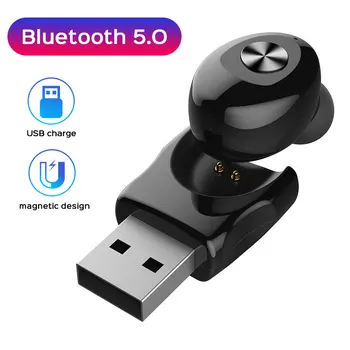 Bezvadu Bluetooth Austiņa Automašīnas Bluetooth 5.0 Austiņas Brīvroku USB Magnētisko Austiņas ar Mikrofonu Bluetooth Austiņu, Lai Xiaomi Huawei