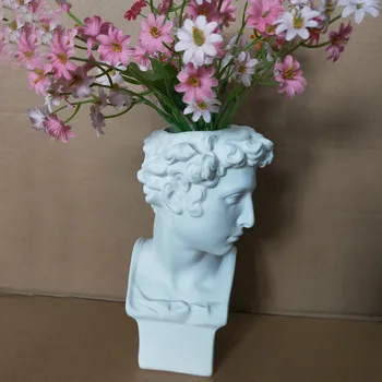 Balts Sveķu Dāvida Skulptūru Vadītājs Vāze, Ziedu Kompozīcijas, Oriģināls Imitācija Ģipša Mājas Apdare Vāze Marseļas Ariadne Vāzes