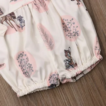 AK Jaundzimušais Meitene Priekšgala mezgls Romper Ziedu Kokvilnas Jumpsuit Apģērbs Sunsuit 0-24M