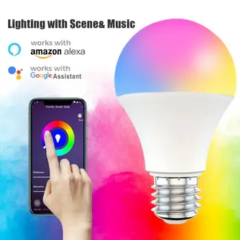 15W, WiFi Smart Spuldzes E27 B22 LED RGB Lampa Strādā ar Alexa/Google Home Aptumšojami Taimera Funkcija Magic Color Mainot Spuldzes