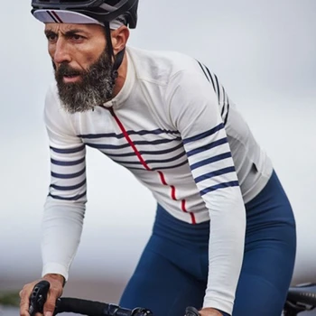 Ir 2021. Pavasara balts svītrains ar garām piedurknēm riteņbraukšana jersey Gadījuma Sporta sacīkšu kreklu aerodinamika MTB ridewear Ropa ciclismo hombre
