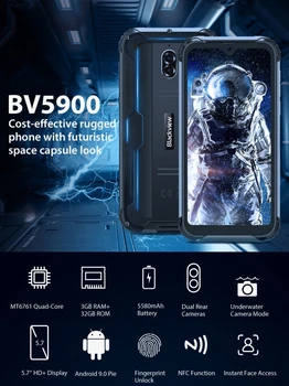Blackview BV5900 IP68 Izturīgs Ūdensizturīgs Viedtālrunis 3+32GB 5.7