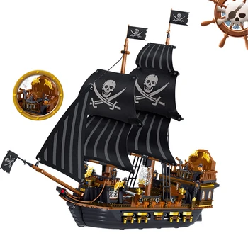 Pirātu Karaliste Filmu Pirātu Kuģa Modelis Bērnu Rotaļlietu Gara Buru Kuģis Flagmanis Laivu Celtniecības Bloki Izglītojošas Rotaļlietas Bērniem