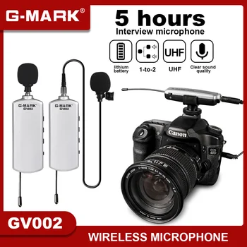 Lavalier Mikrofons G-MARK GV002 Bezvadu Atloks UHF Mikrofons, Telefona DSLR Kameras Interviju Tiešraidē ASMR Parādīt Ierakstu Litija Akumulators
