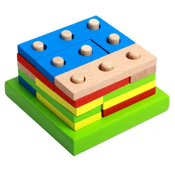 Bērnu Klasiskā Koka Atjautības Rotaļlietas Izlūkošanas Ģeometrija Montāža Celtniecības Bloki, Montessori Bērnu Izglītības Forma Atbilst Spēles