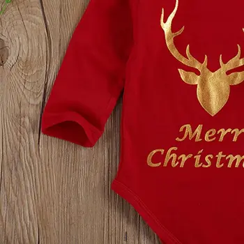 3Pcs Jaundzimušais Meitene Zēns Priecīgus Ziemassvētkus Romper Topi Elk Elsas, Cepure, Apģērbs no 0-24M