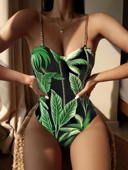 Print Viengabala Peldkostīms Ir 2021. Push Up Peldkostīmi Sievietēm Aplauzt Monokini Sexy Bodysuit String Peldēties Uzvalku Plus Lieluma Peldkostīms