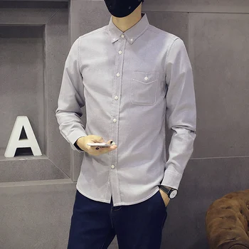 Vīriešu ikdienas krekli tīru krāsu Oxford krekls vīriešu biznesa apģērba han izdevums audzēt savu morāli krekli (Āzijas izmērs M-5XL)